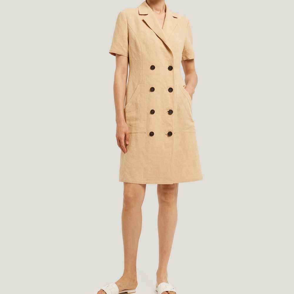 BRAND NEW with tag: Gentle Herd short sleeve blazer dress. Color: oatmeal, small - Picture 3 of 10